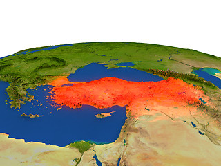 Image showing Turkey in red from orbit