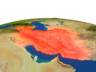 Image showing Iran in red from orbit