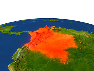 Image showing Colombia in red from orbit