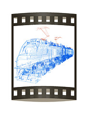 Image showing train.3D illustration. The film strip