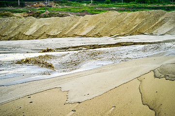 Image showing Extraction of sand, sand pit with water