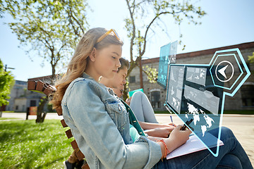 Image showing group of students with smartphone and notebooks