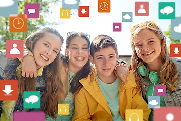 Image showing happy teenage friends outdoors
