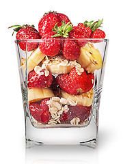 Image showing Strawberry and banana in glass