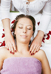 Image showing stock photo attractive lady getting spa treatment in salon, healthcare people concept 