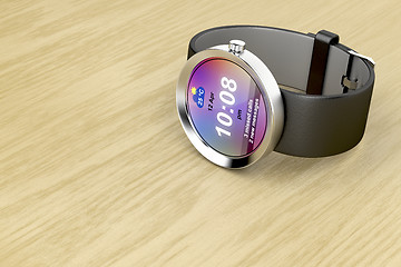 Image showing Smart watch with leather strap