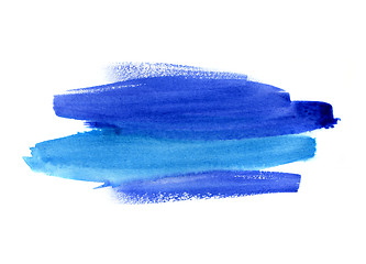 Image showing Bright blue watercolor blot on white background