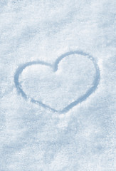 Image showing The shape of heart painted on the snow