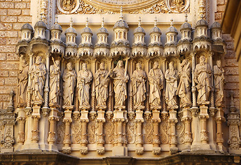 Image showing Statues of Santa Maria de Montserrat Abbey in Monastery of Monts