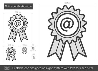 Image showing Online certification line icon.