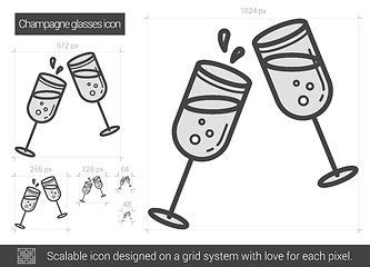 Image showing Champagne glasses line icon.