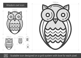 Image showing Wisdom owl line icon.