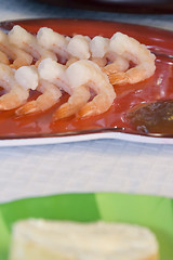 Image showing Close up on a plate of shrimp