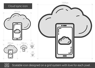 Image showing Cloud sync line icon.