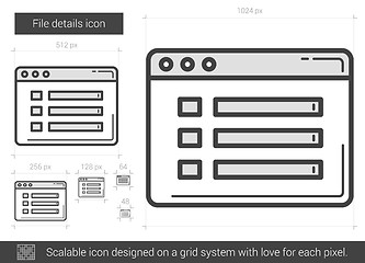 Image showing File details line icon.