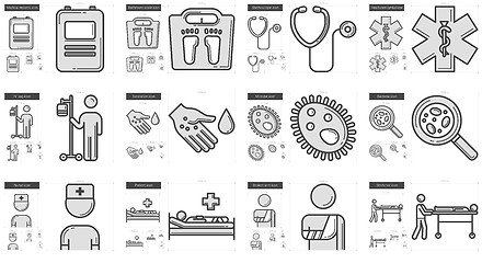 Image showing Medicine line icon set.