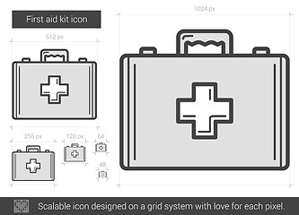 Image showing First aid kit line icon.