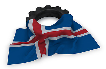 Image showing gear wheel and flag of iceland - 3d rendering