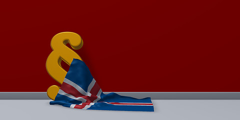 Image showing paragraph symbol and flag of iceland - 3d rendering