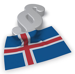 Image showing paragraph symbol and flag of iceland - 3d rendering