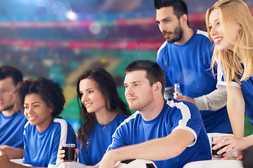 Image showing football fans watching soccer match at stadium