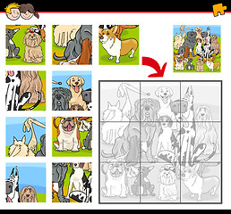 Image showing jigsaw puzzle task with dogs