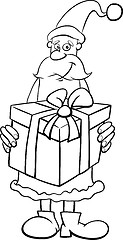 Image showing santa and big gift coloring book