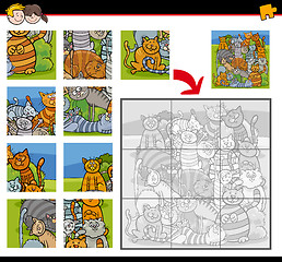 Image showing jigsaw puzzle activity with cats