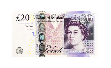 Image showing Pound currency background - 20 Pounds