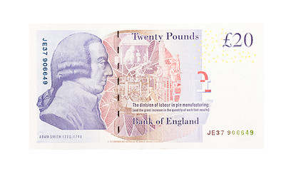 Image showing Pound currency background - 20 Pounds