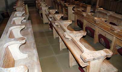 Image showing Wooden Church Pews