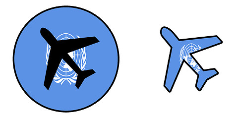 Image showing Nation flag - Airplane isolated - United Nations