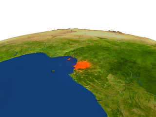 Image showing Equatorial Guinea in red from orbit