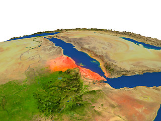 Image showing Eritrea in red from orbit