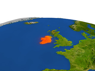 Image showing Ireland in red from orbit