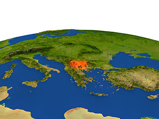 Image showing Macedonia in red from orbit