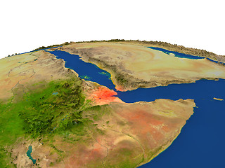 Image showing Djibouti in red from orbit