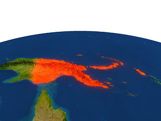 Image showing Papua New Guinea in red from orbit