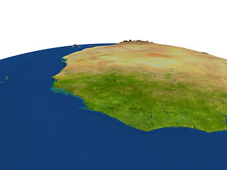 Image showing Guinea in red from orbit