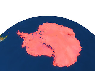 Image showing Antarctica in red from orbit