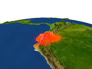 Image showing Ecuador in red from orbit