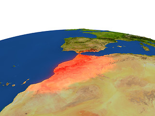 Image showing Morocco in red from orbit
