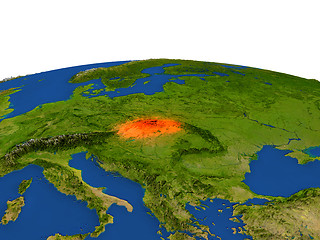 Image showing Slovakia in red from orbit