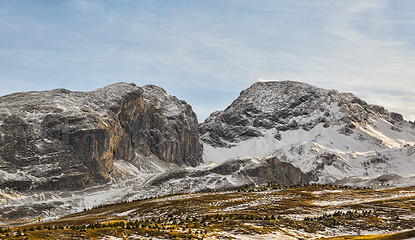 Image showing Mountain With Little Snow in Winter