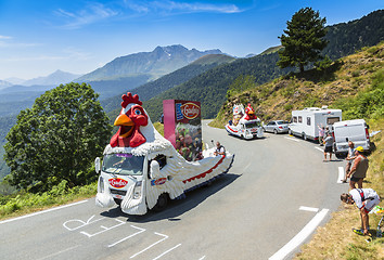 Image showing Le Gaulois Caravan in Pyrenees Mountains - Tour de France 2015