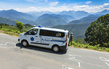 Image showing The Official Ambulance on Col d'Aspin - Tour de France 2015