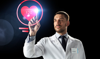 Image showing doctor or scientist with heart rate projection