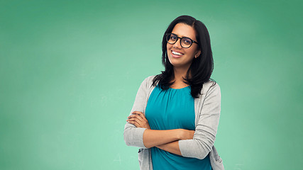 Image showing happy smiling young indian woman in glasses