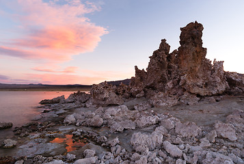 Image showing Rock Salt Tufa Formations Sunset Mono Lake California Nature Out