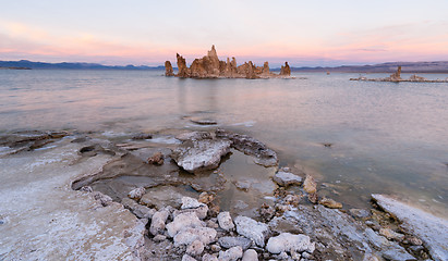 Image showing Rock Salt Tufa Formations Sunset Mono Lake California Nature Out